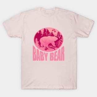 Pink Woodland Baby Bear Camping Cub T-Shirt